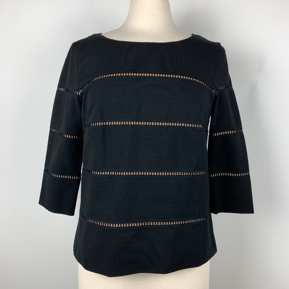 AKRIS PUNTO 8 100% Italian Silk Knit Blouse Black